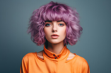 Portrait of an attractive young woman with a wig