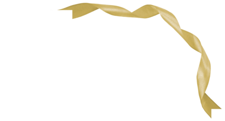 curly golden ribbon for christmas and birthday present, Isolated element PNG image.