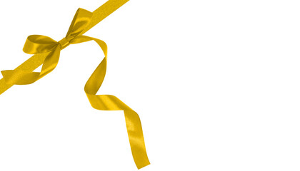 Gold gift bow isolated on transparent and white background