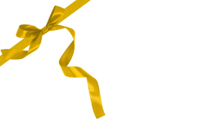 Gold gift bow isolated on transparent and white background