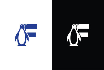 Letter F logo illustration combining penguin. letter F penguin logo elegant, unique, modern, sharp and easy to apply in any media © MONI
