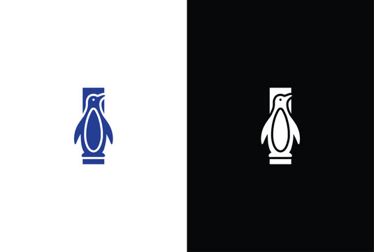 Letter I logo illustration combining penguin. letter I penguin logo elegant, unique, modern, sharp and easy to apply in any media