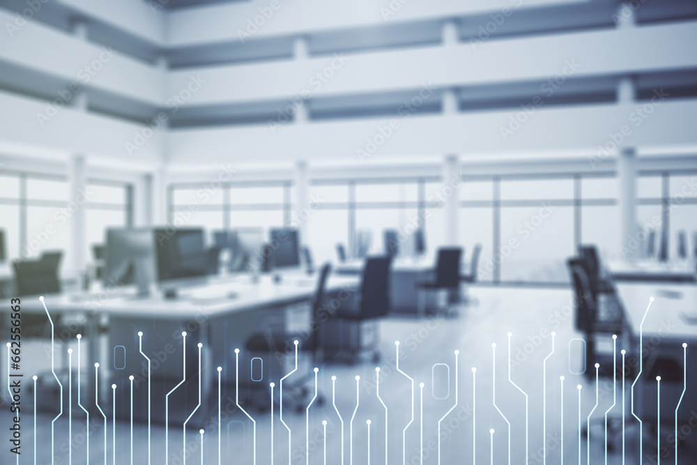 Aufkleber abstract virtual microscheme illustration on a modern furnished office background. big data and data