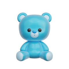 3D Blue baby teddy bear, baby gender reveal, It's a boy, birthday party, 3d rendering.