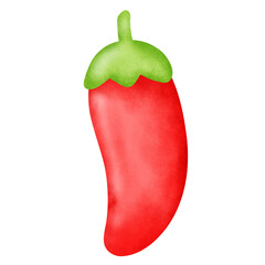 Fiery Watercolor Chili Illustration - Vibrant Artistic Pepper Painting"