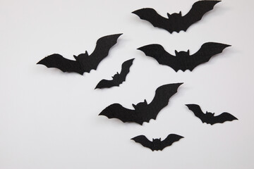 Halloween. Copy space. White background. Black and white.