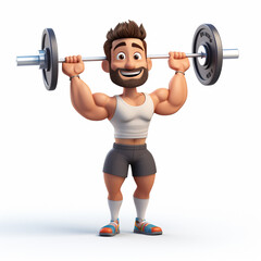 3d gym man with dumbbell sport in his hand generative AI