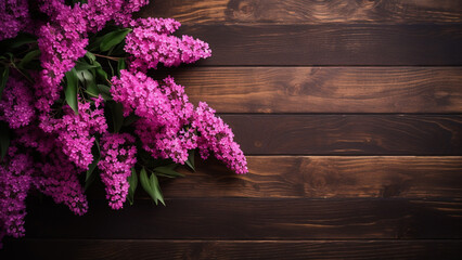 Butterfly Bush Flower on Wood Background with Copy Space