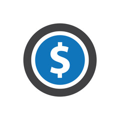 Dollar coin vector icon