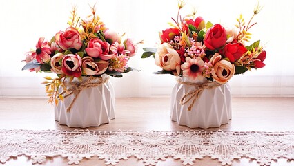 Colorful decoration artificial flower with vintage tone ,Bouquet rose flowers decorative ,Interiors romantic bunch ,Copy space ,Valentine's day