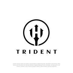 Silhouette trident house logo design inspiration - obrazy, fototapety, plakaty
