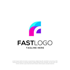 Fast pixel technology logo design vector template