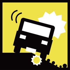 自動車の路肩注意