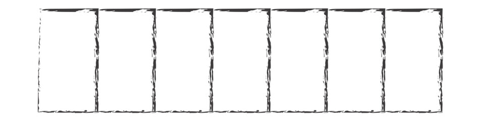 Grunge square and rectangle frames. Ink empty black boxes set. Rectangle borders collections. Rubber square stamp imprint. Vector illustration