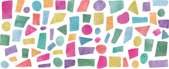 カラフルな水彩で描いた枠やフレームのセット