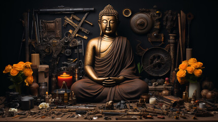 Buddha, statue, tools, treatment, craft, craftsmanship, 