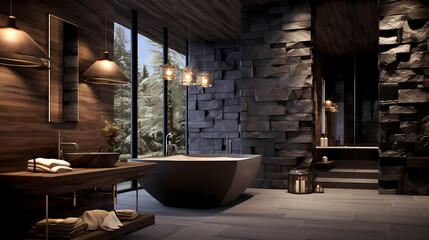 Bathroom design that uses natural stone as the main element in decoration