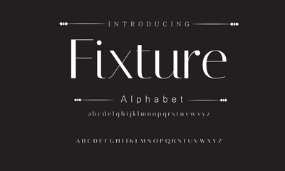 Fixture Elegant Font Uppercase Lowercase and Number. Classic Lettering Minimal Fashion Designs. Typography modern serif fonts regular decorative vintage concept. vector illustration