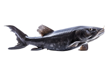 Shining Black Real Image of Catfish Isolated on Transparent Background PNG. - obrazy, fototapety, plakaty