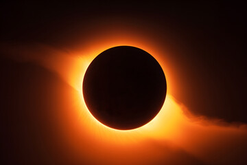 Total solar eclipse background. - obrazy, fototapety, plakaty