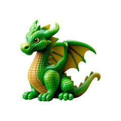 Obraz premium Green dragon toy. Isolated on transparent background. 