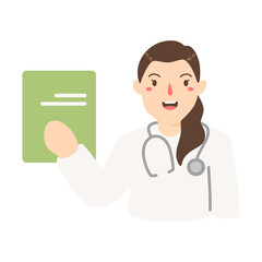 happy doctor presenting information illustration
