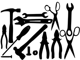 set of tools silhouettes