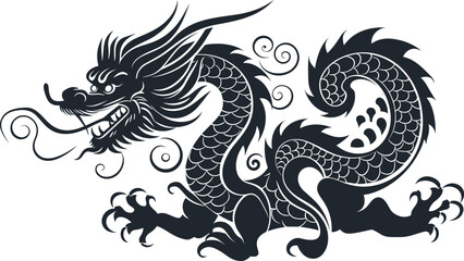 chinese dragon vector illustration for logos, tattoos, stickers, t-shirt designs, hats