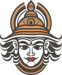 kathakali masks vector illustration for logos, tattoos, stickers, t-shirt designs, hats