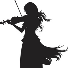 silhouette of a beautiful woman playing violin vector © PixelDreamer