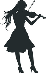 silhouette of a beautiful woman playing violin vector