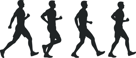 silhouettes of a running athlete, running person vector