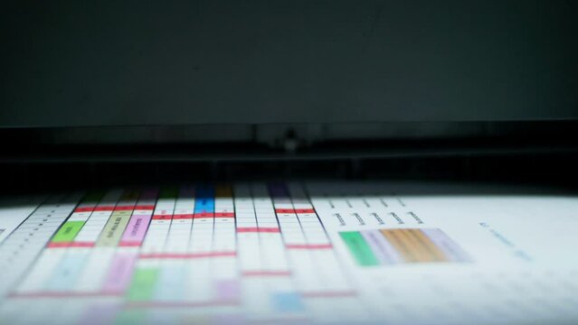 Printing some colored documents on A4 papers using a laser inkjet printer.