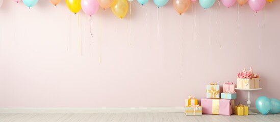 Kids hilarious birthday bash in adorned space With copyspace for text
