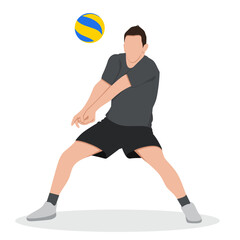 Flat design ilustration of man doing volley ball fos exercise,volley ball ilustration,education for childern