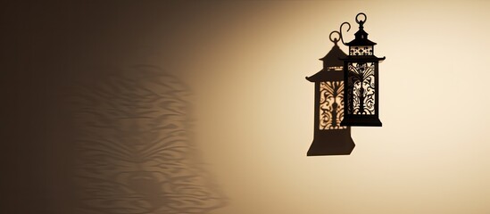 Lantern s shadows on wall With copyspace for text