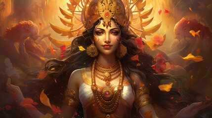 Goddess Lakshmi in all her divinity - obrazy, fototapety, plakaty