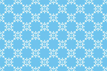 Flower geometric pattern. Seamless vector background. White and blue ornament. Ornament for fabric, wallpaper, packaging. Decorative print