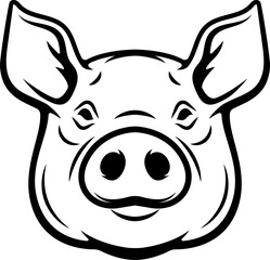 Illustration of a pig head isolated on white background. Pork meat. Design element for poster, menu ,card.