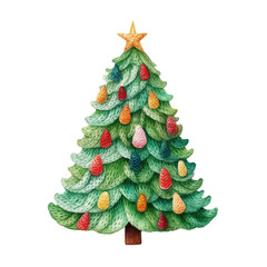 watercolor santa claus and christmas tree clipart