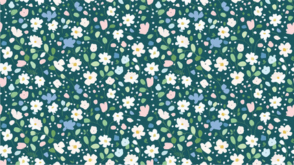 seamless ditsy flowers repeating pattern, tiny flowers pattern, ditsy, liberty , meadow, floral © peacefy