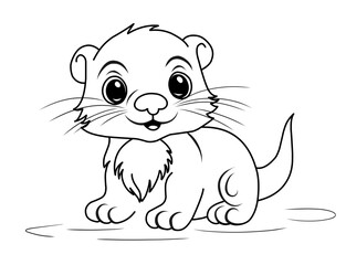 Groundhog Day February 2nd. Cute baby animal beaver.Groundhog day coloring book