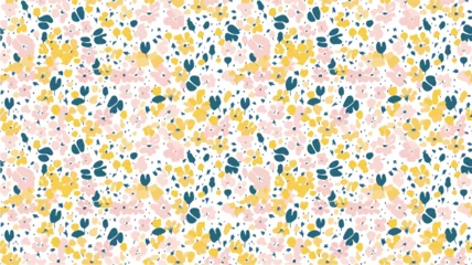 Muurstickers seamless ditsy flowers repeating pattern, tiny flowers pattern, ditsy, liberty , meadow, floral © peacefy