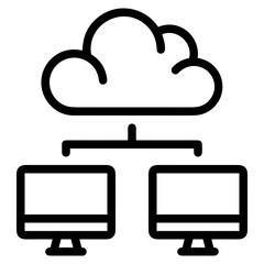 Cloud storage icon symbol vector image. Illustration of the database server hosting cloud system digital design image