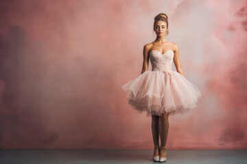 Ballerina isolated in pastel background 