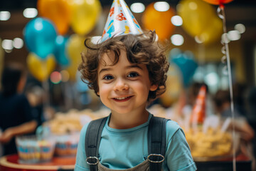 A child attending a theater-themed birthday party complete with costumes and mini performances 