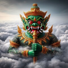 Thao Wessuwan The giant god according to Indus Thai legend is often created as a statue in front of the temple gate.