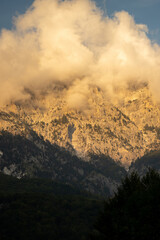 Albanian Alps near Theth at sunset