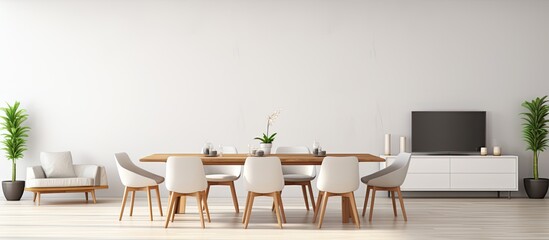 Dining table in living room With copyspace for text