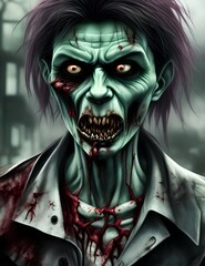 scary halloween zombie  - obrazy, fototapety, plakaty